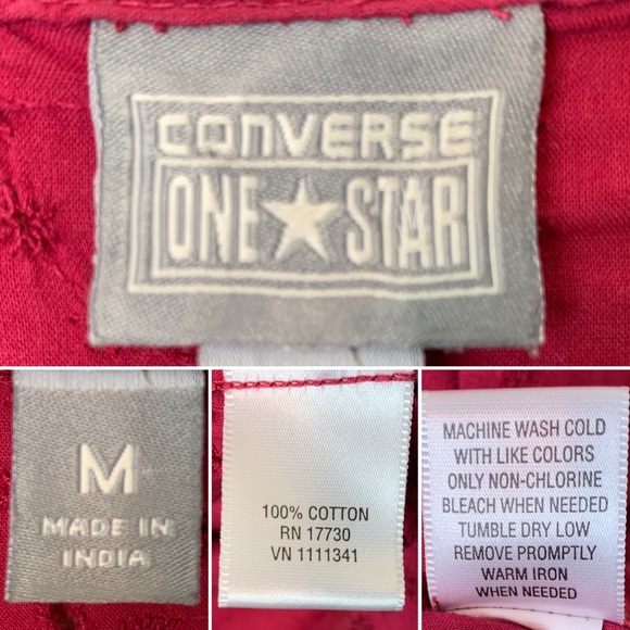 CONVERSE ONE STAR Berry Berry Lace Eyelet SS Top M - Picture 6 of 6